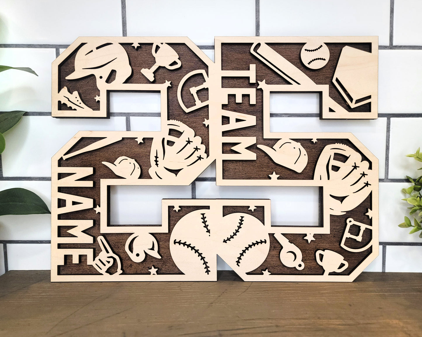 Custom Handmade Baseball Themed Numbers and Letters Display – Personalized