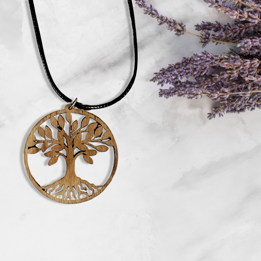 Tree of Life Wood Necklace - Wooden Pendant