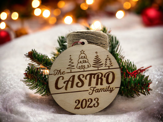 Personalized Baltic Birch Family Name Christmas Ornament - A Customized Holiday Treasure