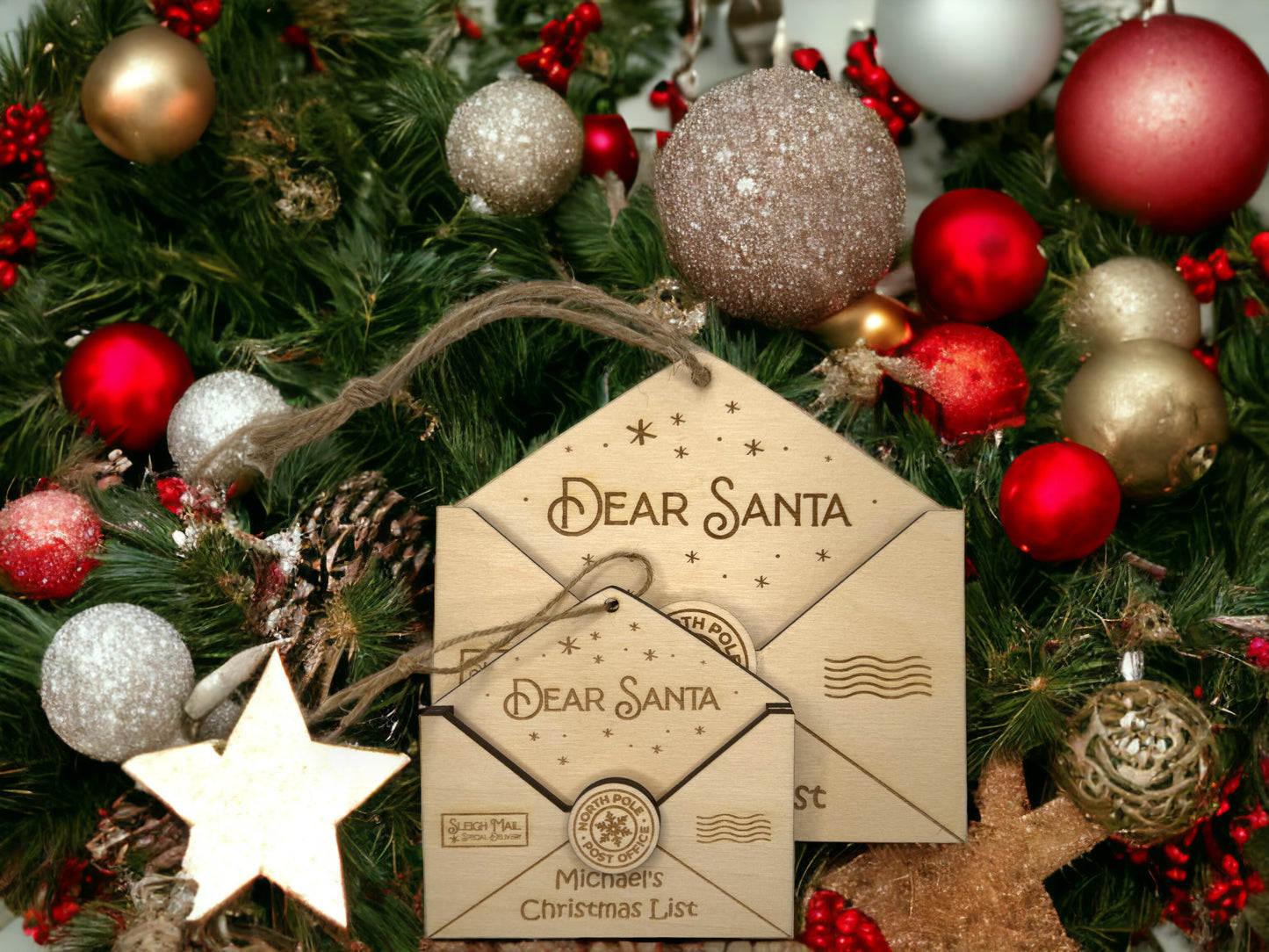 Personalized Letter to Santa Baltic Birch Christmas Ornament - A Magical Keepsake for Little Ones