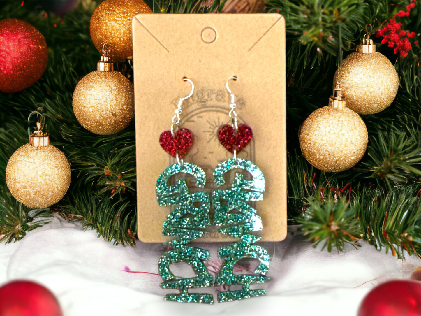 Playful Grinch Heart Dangle Earrings - Festive Whimsy for the Holiday Season