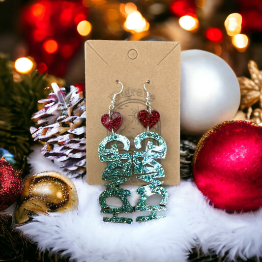 Playful Grinch Heart Dangle Earrings - Festive Whimsy for the Holiday Season