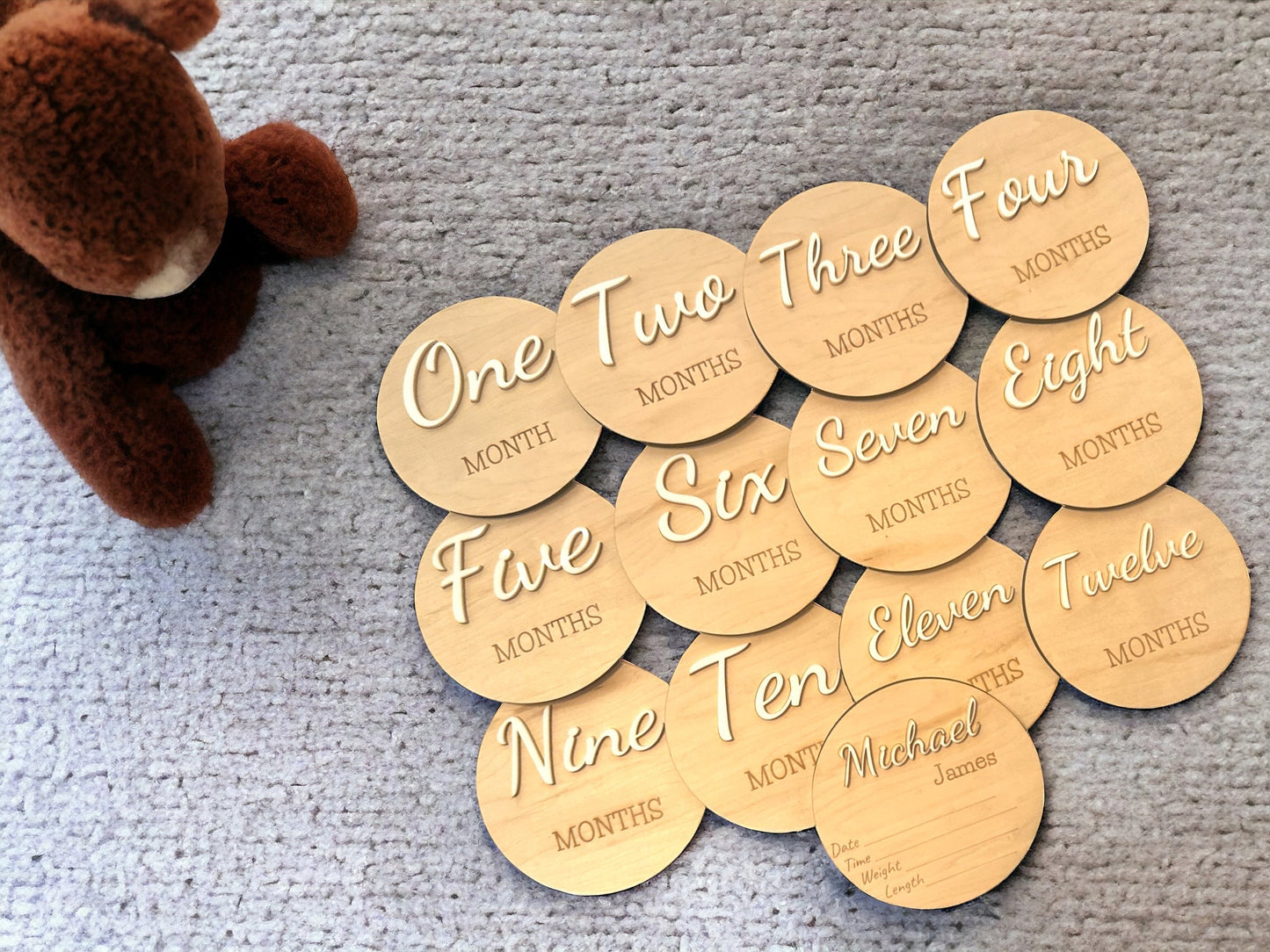 Handcrafted Baby Birth Milestone Discs